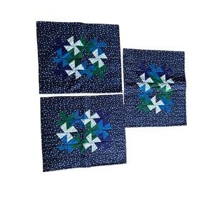 Vtg Handmade Patchwork Quilt Cottagecore Placemats 3 Pc